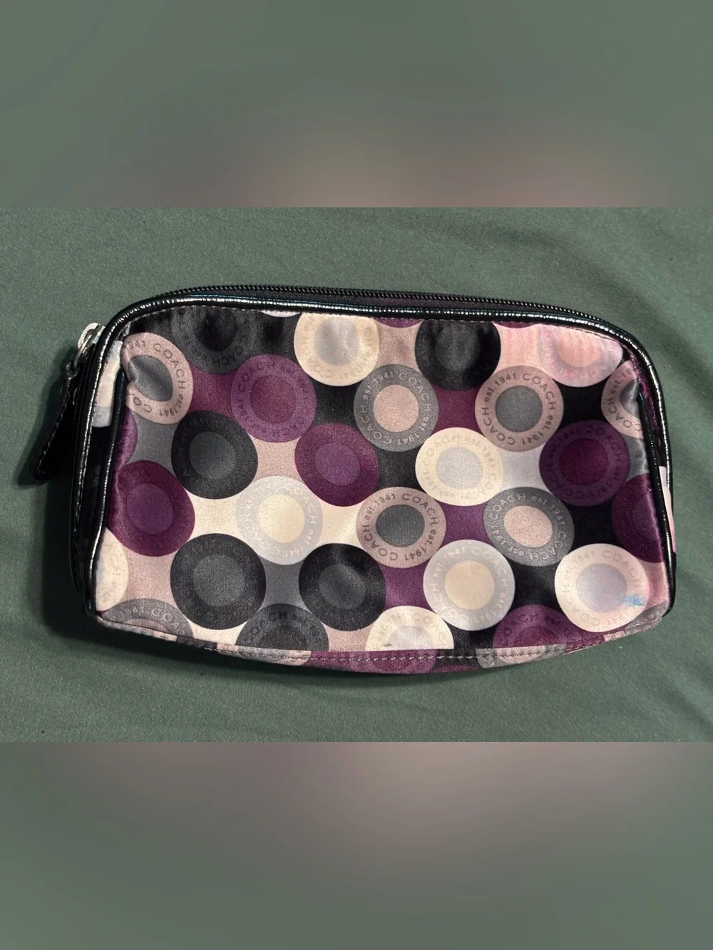 Coach snaphead circle Purple, Black & Cream Cosmetic Pouch